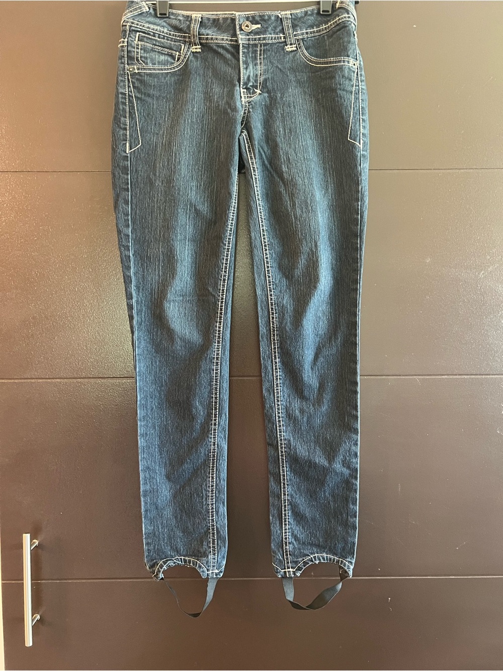 YMI Dark Blue Skinny Jeans with Stirrup Hem